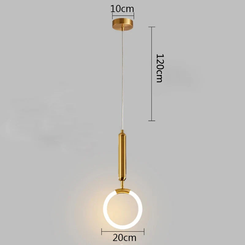DecorBites™ Gold Ring Pendant Lights Warm White LED U Shape Hanging Lamp