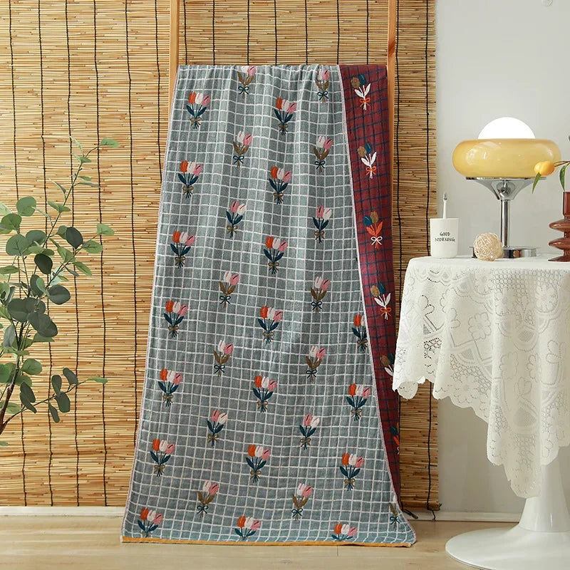 DecorBites™ Cotton Gauze Adult Bath Towels: Luxury, Quick-Dry, Soft & Absorbent