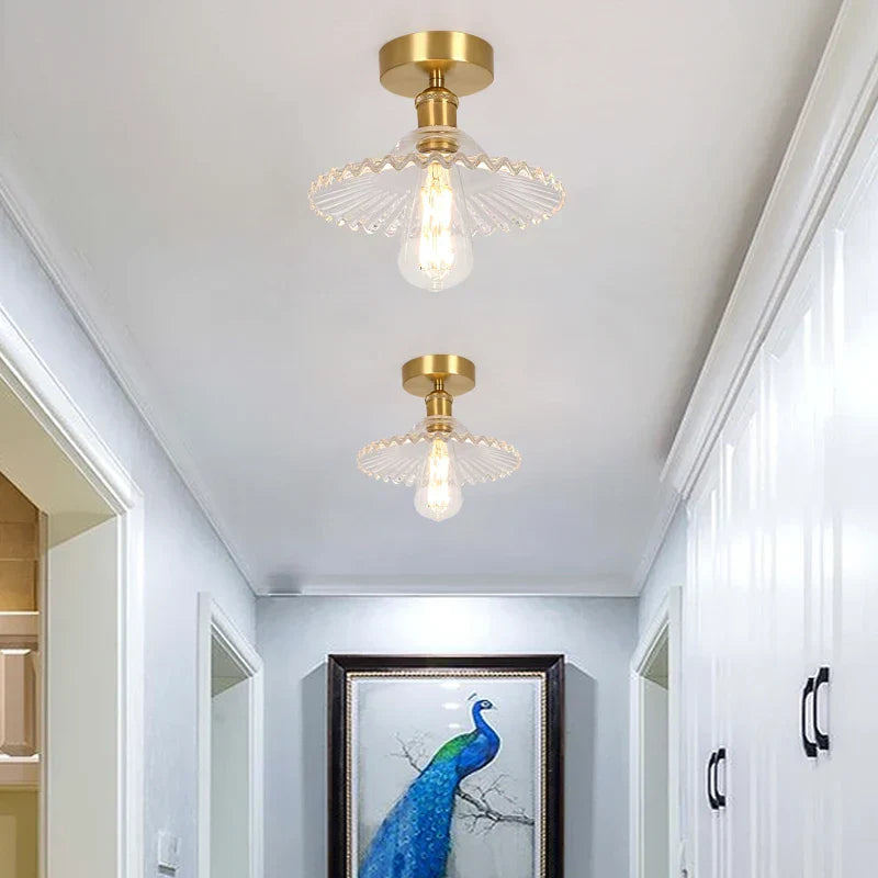 DecorBites™ مصباح سقف نحاسي زجاجي أخضر للشرفة والمطبخ LED حديث