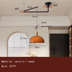 Brown Acrylic Pendant Light With Dark Wood Accent