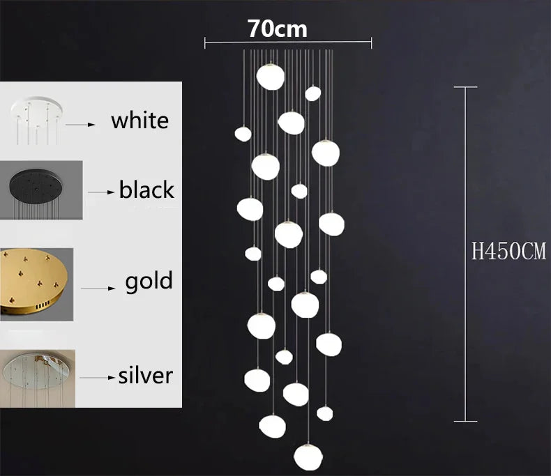 Modern Brushed Stainless Acrylic Multi-Head Pendant Light