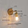 DecorBites™ Clear Glass LED Wall Lights Brass E27 Pull Chain Switch Bedside Lamp