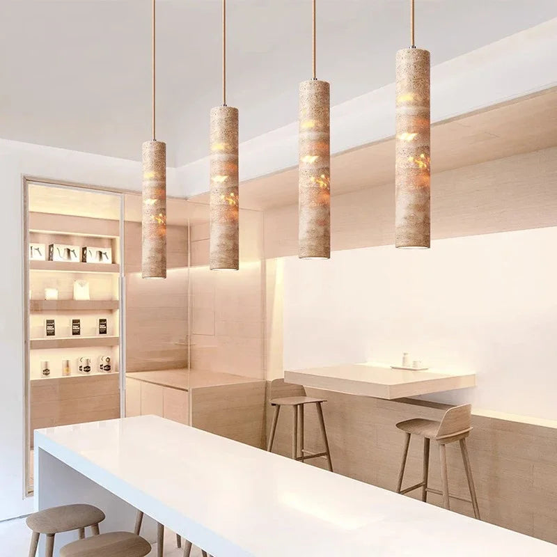 Cream Marble Linear Pendant Light