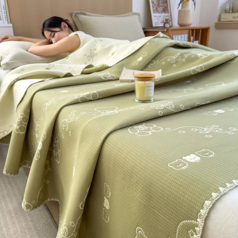 DecorBites™ Cotton Towel Blanket, Rural Printed Thin Quilt - Luxury Breathable Bedspread