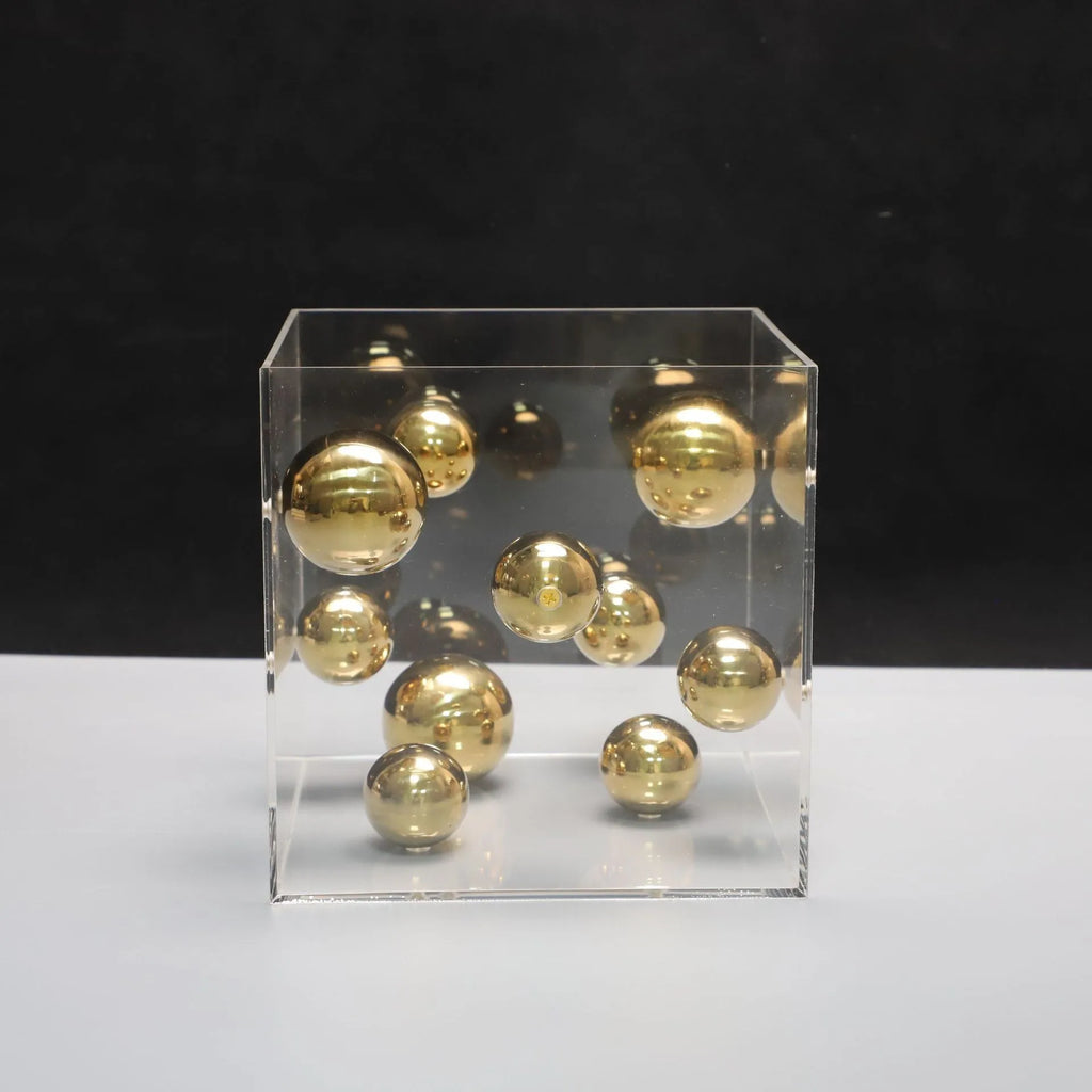 DecorBites™ Abstract Metal Ball Artworks in Transparent Acrylic Container Boxes