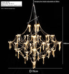 Starry Crystal Firefly Pendant Chandelier in Polished Steel