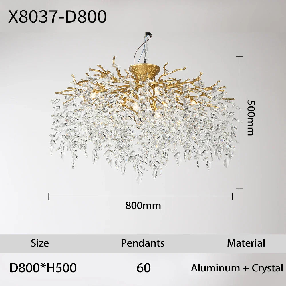 ثريا سقف LED كريستالية على شكل غصن DecorBites™ باللون الذهبي/الأسود لغرفة الطعام والبهو