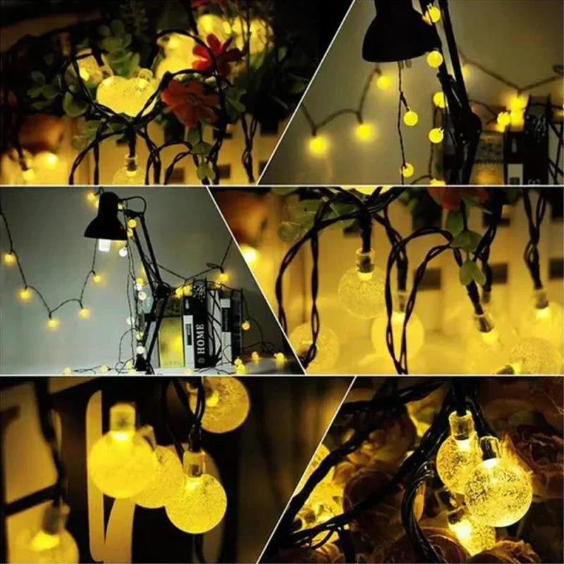 DecorBites™ Crystal Fairy Solar String Lights: 8 Modes Waterproof Outdoor Patio Decor.