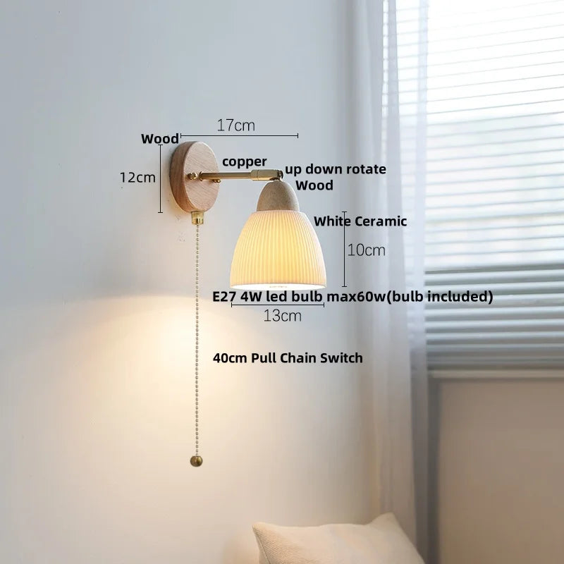 DecorBites™ Ceramic Wood Up Down Rotate LED Wall Sconce Light Fixtures