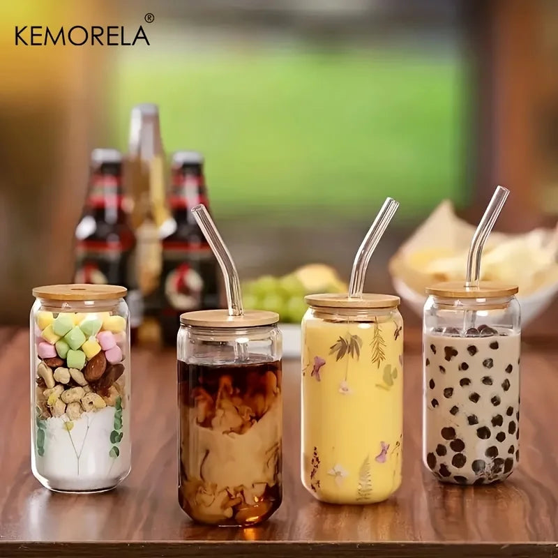 DecorBites™ Glass Bubble Tea Cup Set - Elegant Drinkware for Parties