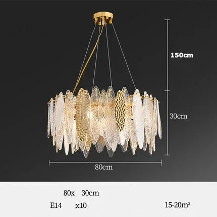 ثريا زجاجية ذهبية بإضاءة ليد من DecorBites™ لغرفة الطعام والمعيشة وغرفة النوم_الكلمة الرئيسية: مصابيح متدلية