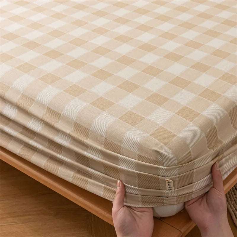 DecorBites™ Coarse Cloth Prue Cotton Queen Fitted Sheet Set with Pillowcases