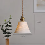 Japanese Ceramic Pendant Light With Polished Copper Finish