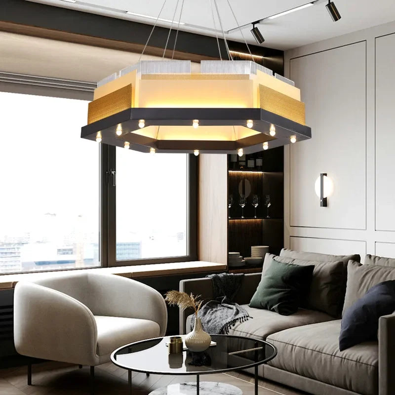 ثريا LED من DecorBites™: مصباح فني ما بعد الحداثة لغرفة المعيشة العصرية، البار، والمطعم.