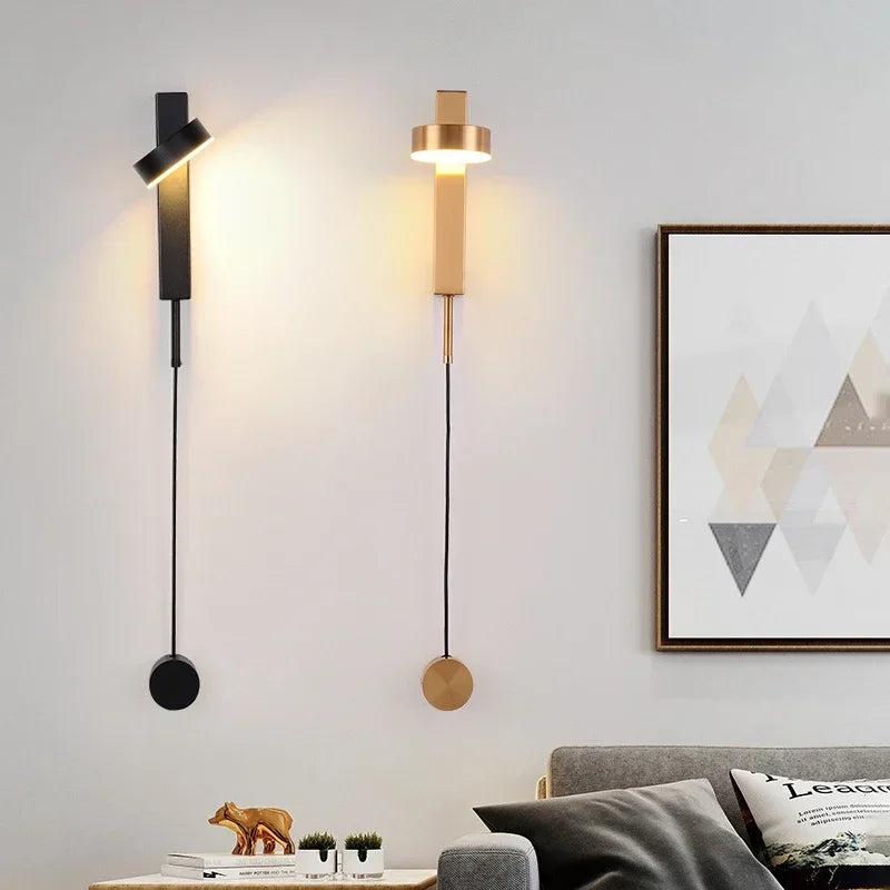 DecorBites™ Black Rotation LED Wall Lamp for Bedroom Bedside, Modern Indoor Lighting Fixtures