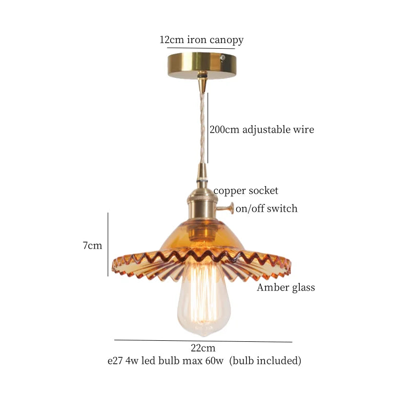 DecorBites™ Green Brass Glass LED Pendant Light for Kitchen Cafe Bar Loft Decoration