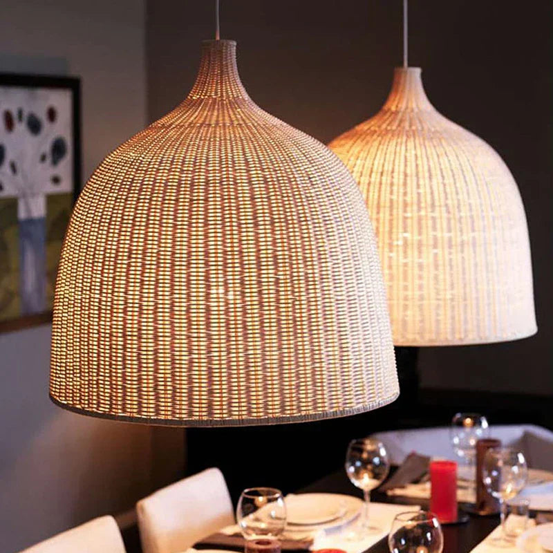 DecorBites™ Bamboo Weaving LED Pendant Lights for Home Decor and Dining Room