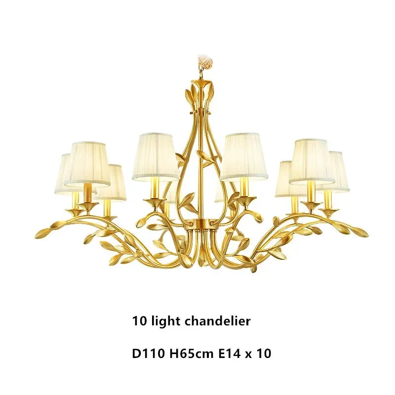 DecorBites™ ثريا نحاسية ذهبية مع أغطية قماشية وإضاءة LED
