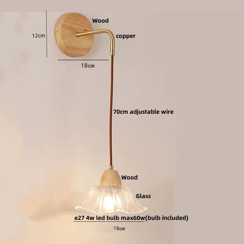 DecorBites™ Clear Glass LED Wall Light with Pull Chain Switch