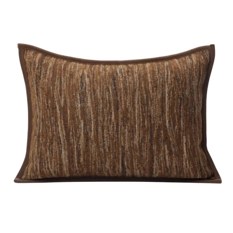 DecorBites™ Geometric Brown Leather Splicing Throw Pillow Cover 45x45cm Luxe Square Cushion Case