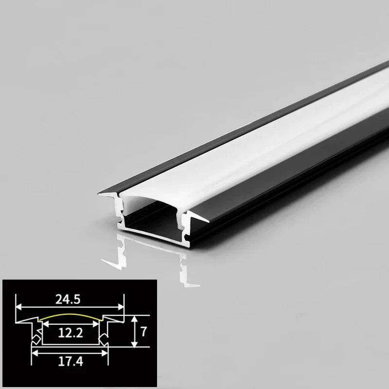 DecorBites™ شريط إضاءة LED غائر من الألومنيوم بشكل U/YW مخفي بقناة وغطاء حليبي