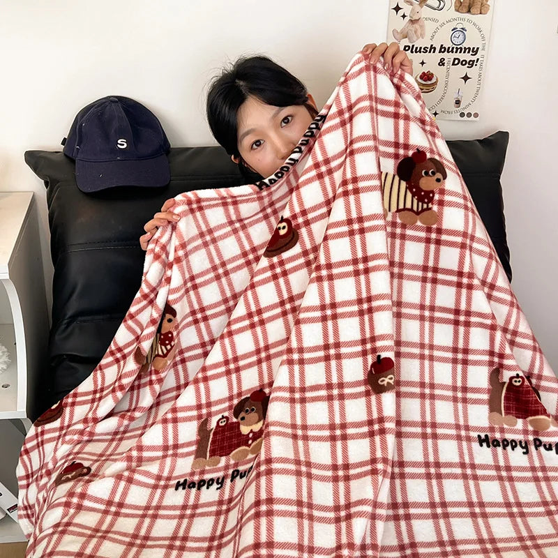 DecorBites™ Double-Sided Thin Velvet Printed Blanket for Adults - Spring Autumn Bedding & Sofa Decor