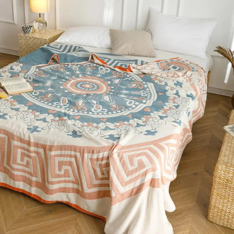 DecorBites™ Cotton Gauze Summer Blanket, Soft Breathable Single Double Bed Nap Blanket