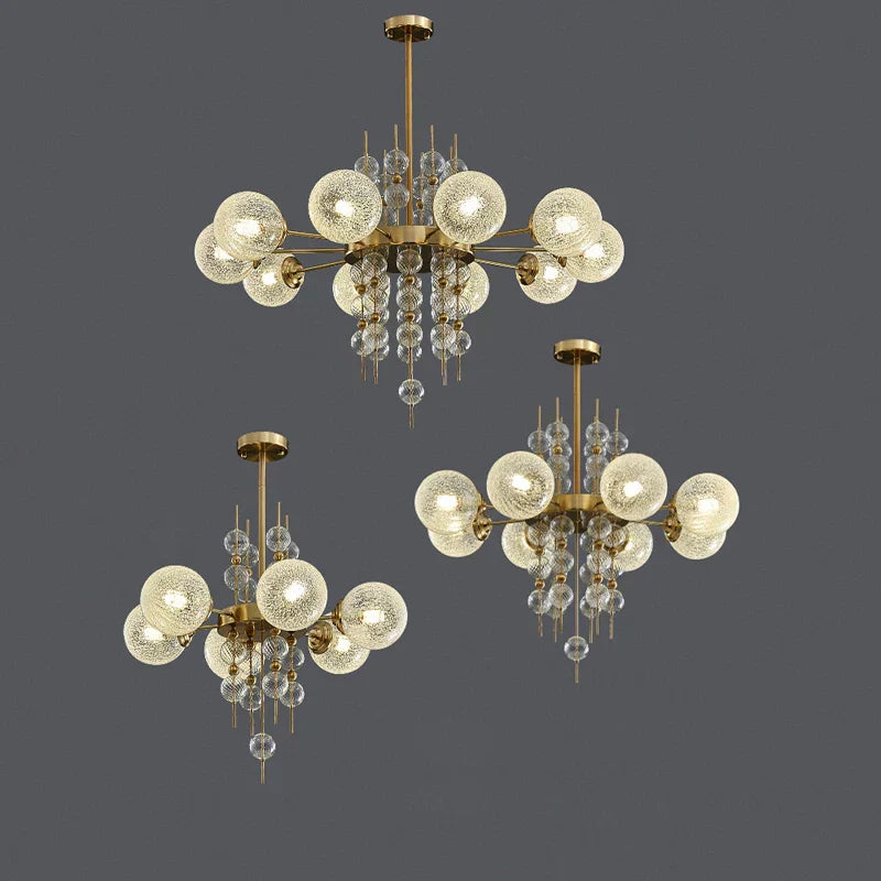 ثريا الفقاعات الذهبية والكروم من DecorBites™: مصابيح معلقة تريند 2025 لغرفة المعيشة