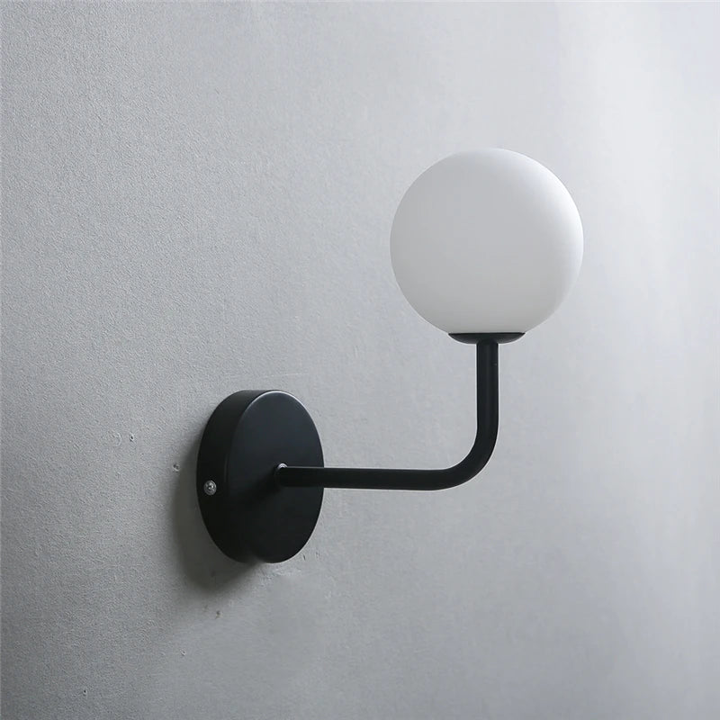 DecorBites™ Glass Ball Metal Bend Wall Lamp for Living Room Bedroom, Nordic Retro Design