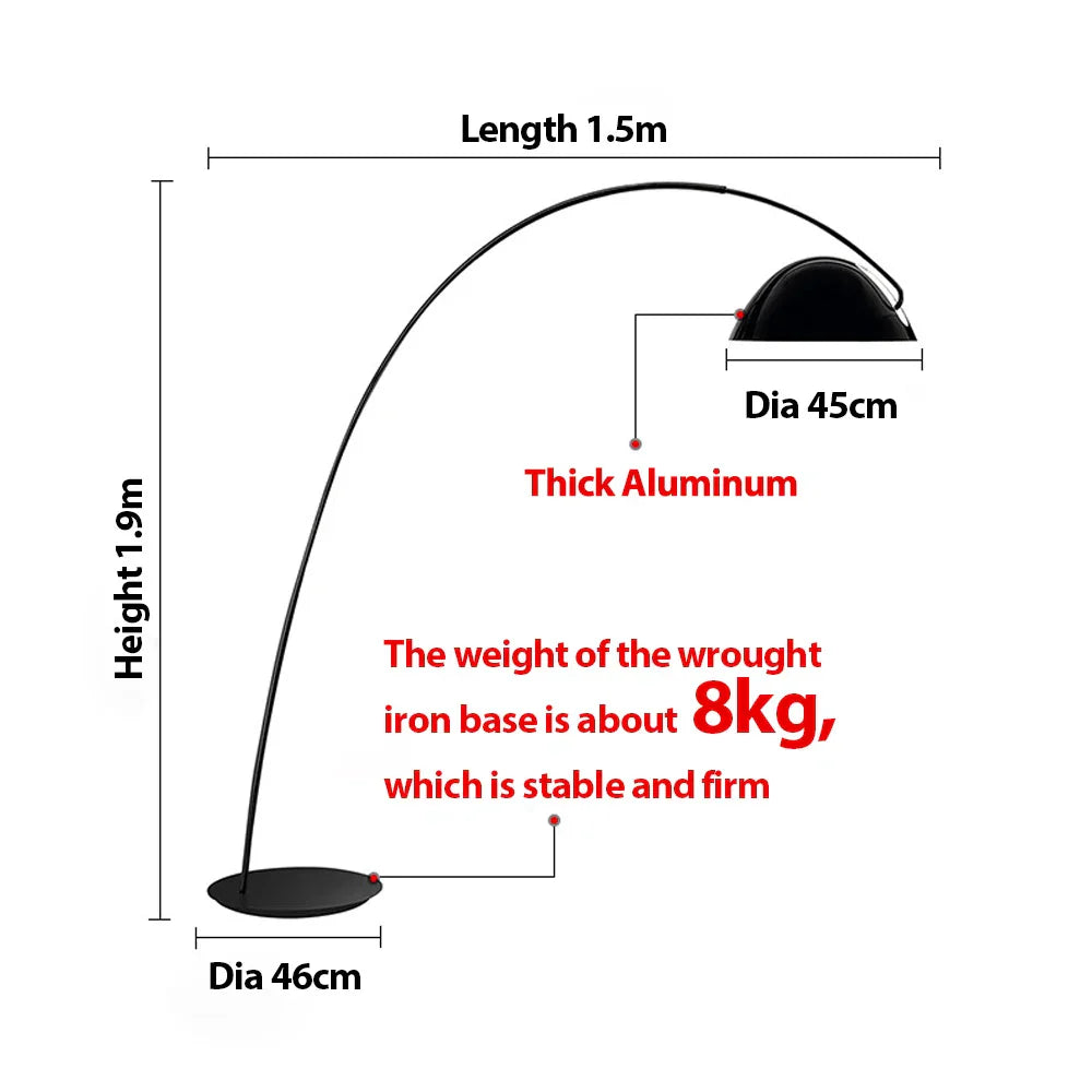DecorBites™ Aluminum Shade Black LED Floor Lamp for Living Room & Bedroom