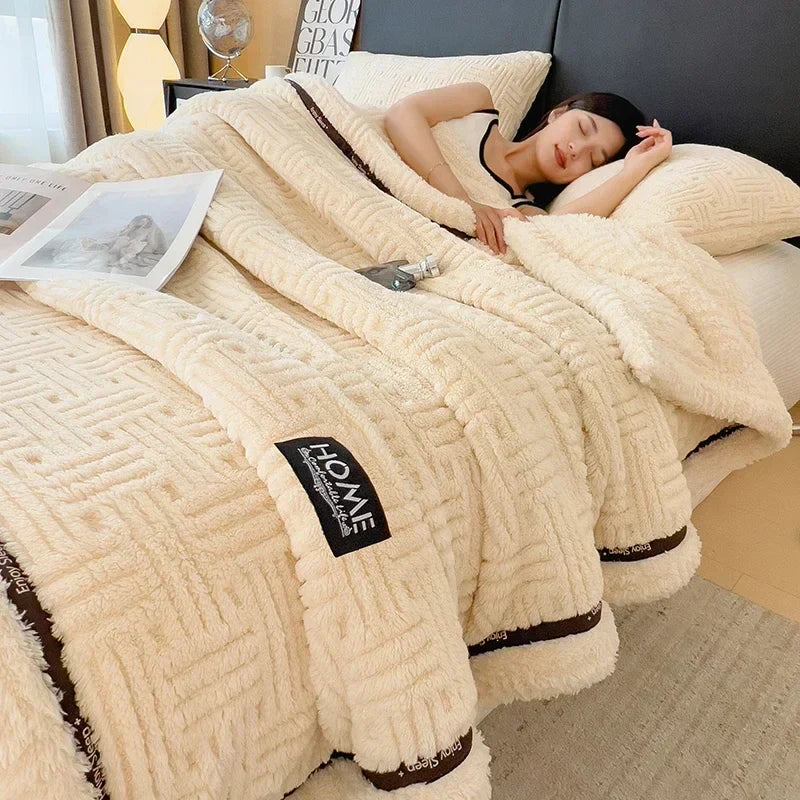 DecorBites™ Fluffy Fleece Blanket for Bed Sofa Cover Glade Cozy Warmth Blanket