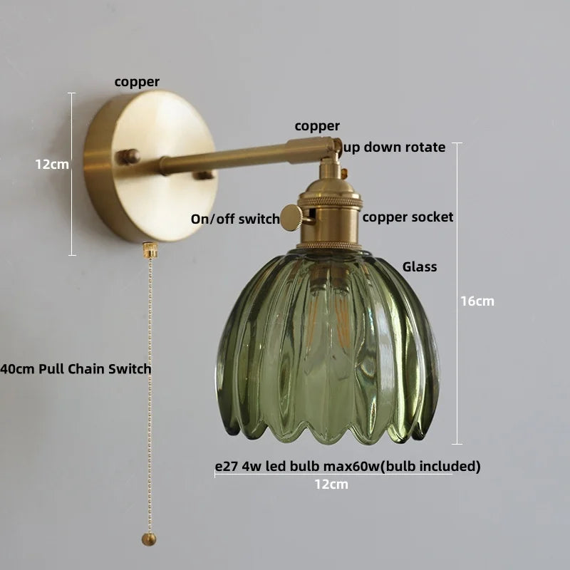 DecorBites™ Clear Glass LED Wall Lights Up Down Rotate Copper Nordic Modern Stair Sconce