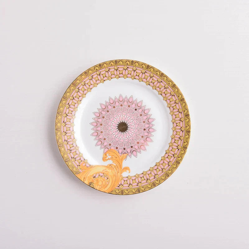 طقم أدوات مائدة من البورسلين "DecorBites™ Golden Flower Bone China"