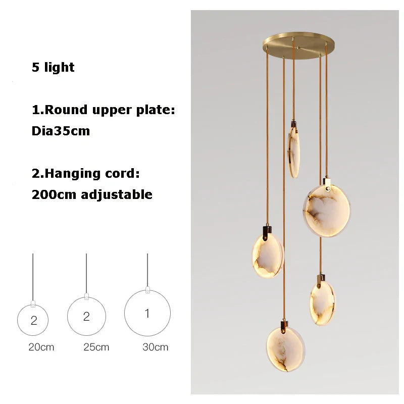 DecorBites™ 2025 Art Deco Marble Golden Lustre LED Chandelier Lighting