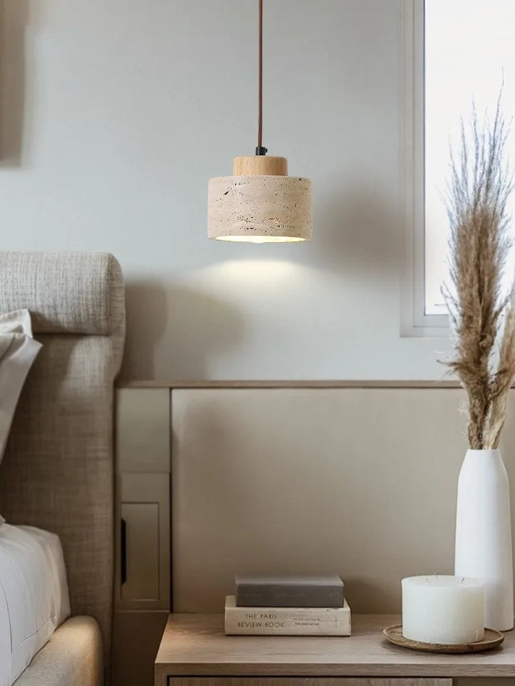 Japanese Travertine Stone Pendant Light