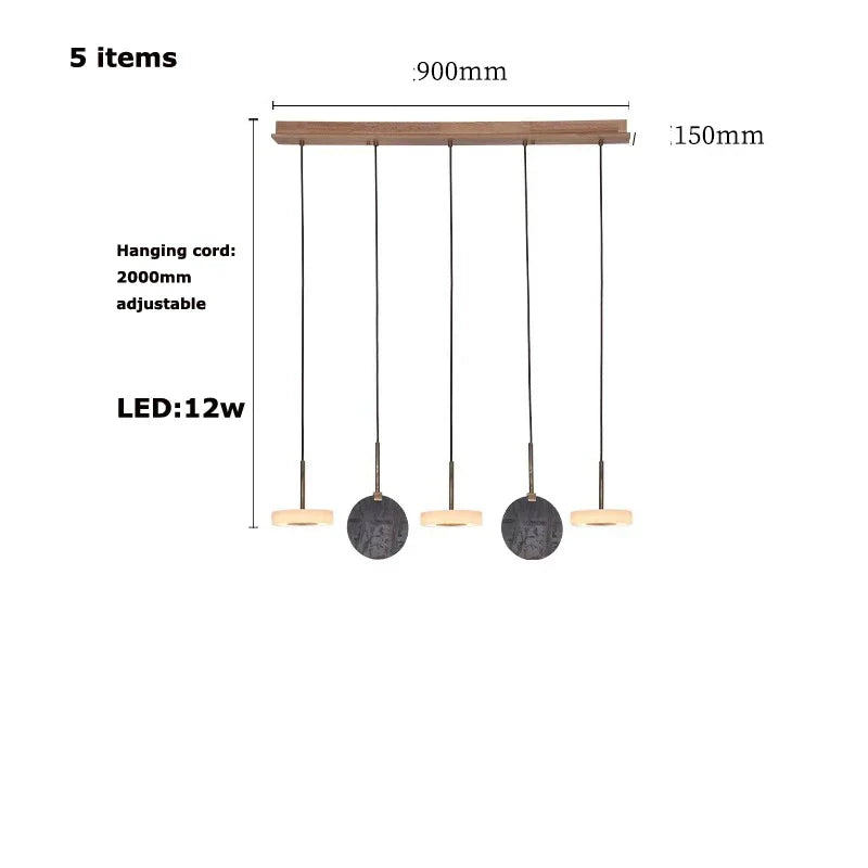 DecorBites™ Deco Wood & Marble LED Chandelier for Dinning Room