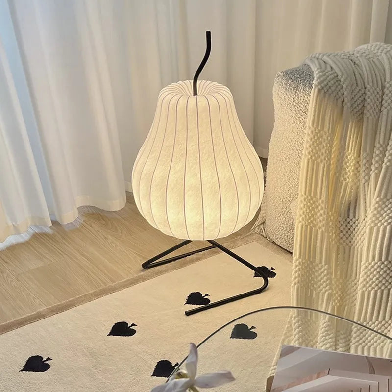 مصباح أرضي حريري ياباني DecorBites™: مصباح قماشي LED بتصميم وابي سابي لغرفة المعيشة وغرفة النوم