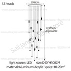 Modern Staircase Pendant Chandelier in Black or Gold