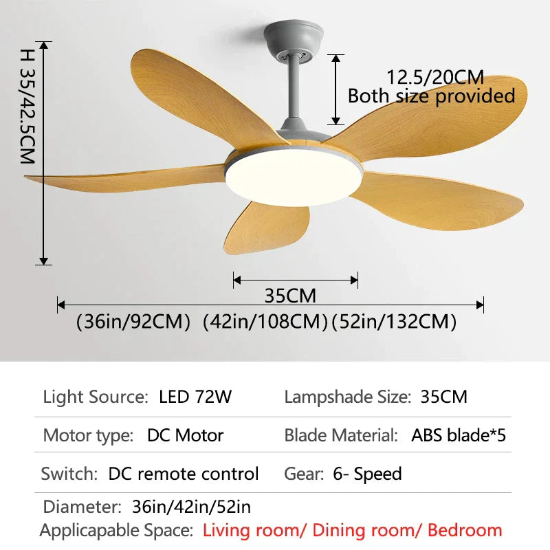 DecorBites™ Black DC Ceiling Fan Light Strong Wind Indoor Electric Fan 2023