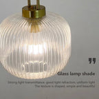 Modern Striped Glass Pendant Light in Transparent Milk White