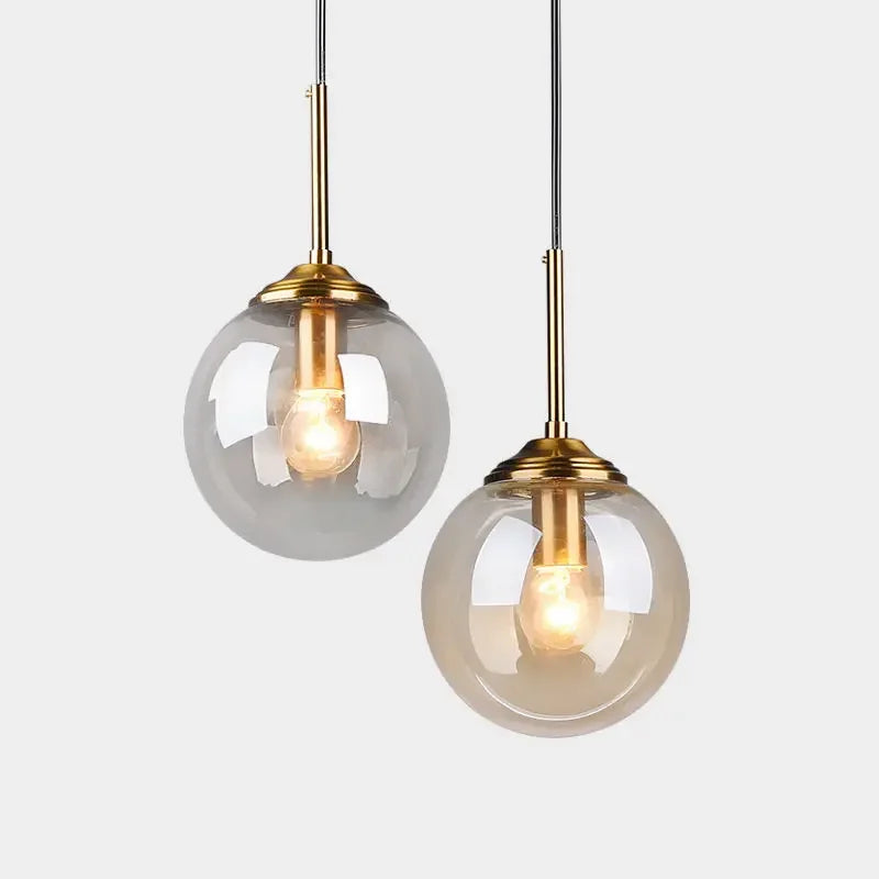 مصباح DecorBites™ المعلق الكروي الزجاجي ذو الحلقة الذهبية للمطابخ وغرف الطعام وبجانب السرير