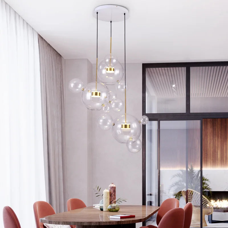 DecorBites™ Glass Bubble Ball LED Chandelier Mickey Light for Modern Indoor Spaces