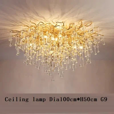 ثريا DecorBites™ الذهبية ذات الفروع الكريستالية لديكور غرف الطعام والمعيشة والنوم