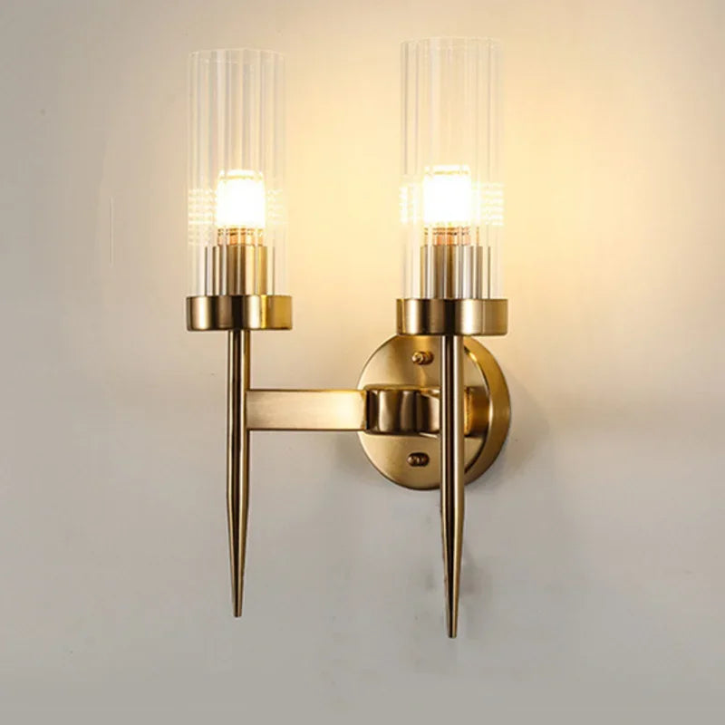 DecorBites™ Gold LED Wall Lights Glass Lamps for Bedroom, Living Room, and Bathroom