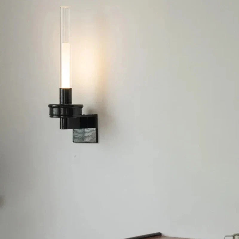DecorBites™ Clear Glass Black Metal Wall Light for Stairs, Aisle, Parlor, Bedroom - 3000K