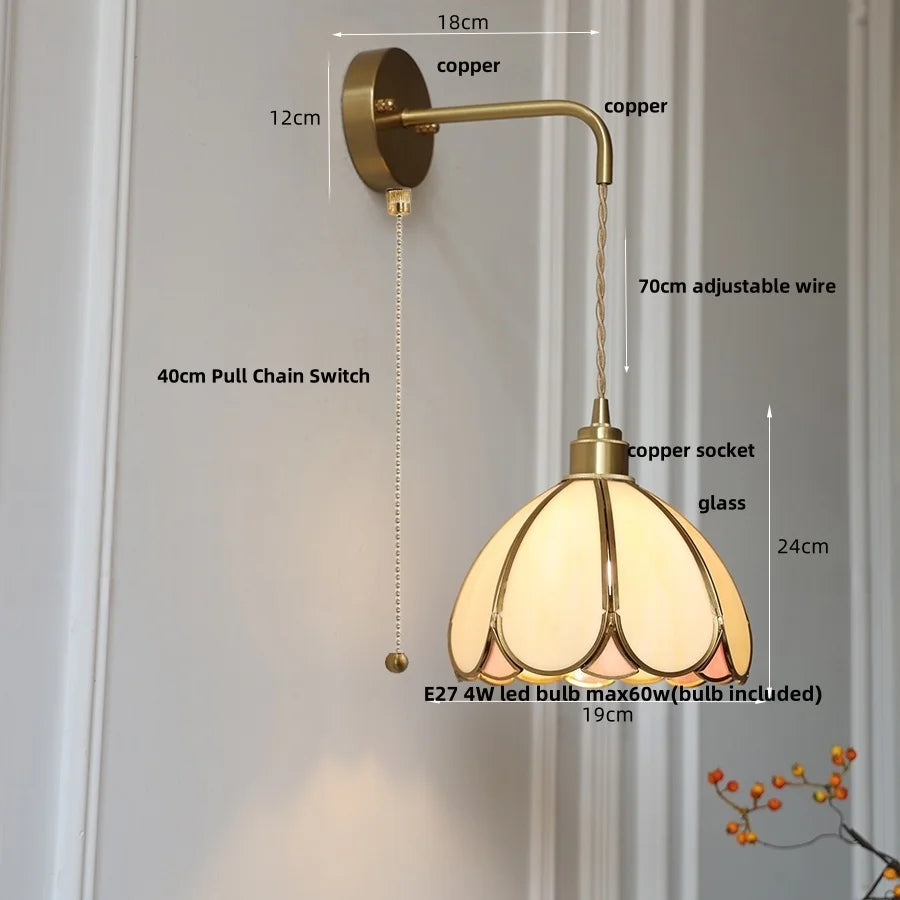 DecorBites™ Amber Glass LED Wall Light Modern Nordic Bedroom Reading Lamp
