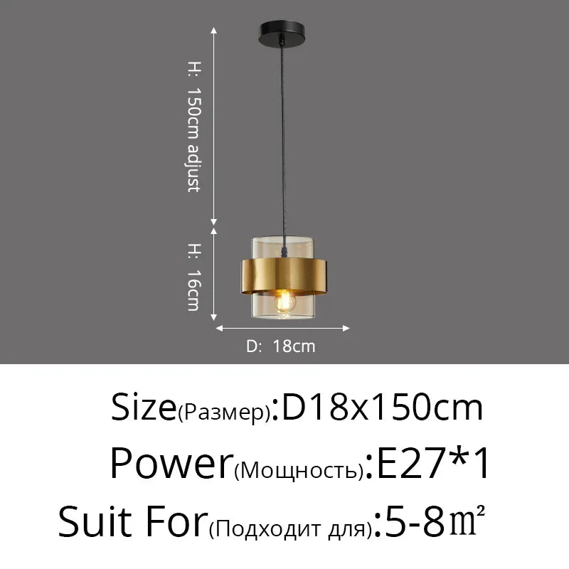 DecorBites™ Golden Pendant Lights for Aisle, Restaurant, Bedroom - Nordic Postmodern Minimalist Style
