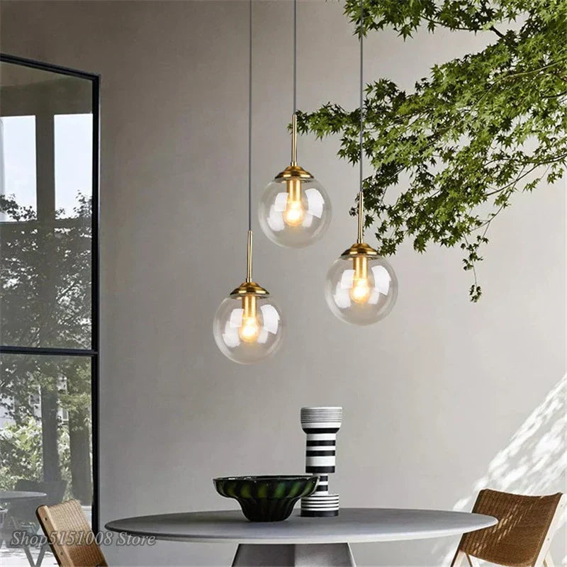 DecorBites™ Glass Pendant Lights: Nordic LED Hanging Lamp for Kitchen, Dining Room, Bedroom.