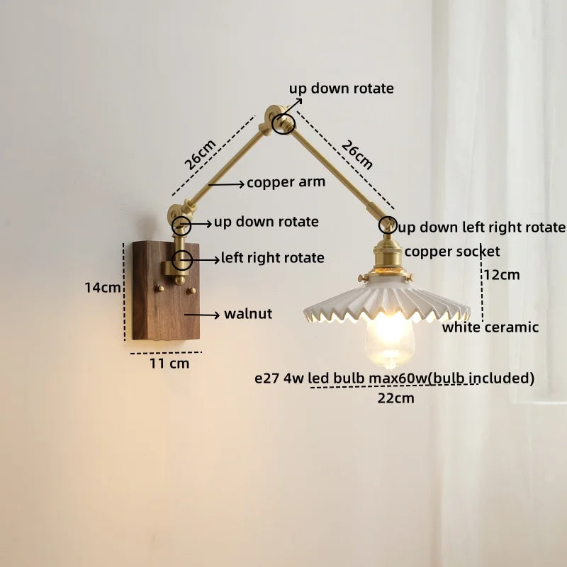 DecorBites™ LED Wall Lamps Pull Chain Switch Modern Stair Light Fixtures, Ceramic Copper