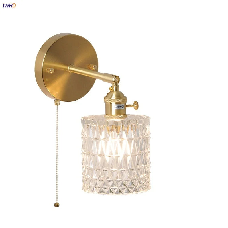 DecorBites™ Brass E27 LED Wall Sconce Pull Chain Switch Stair Light Fixtures